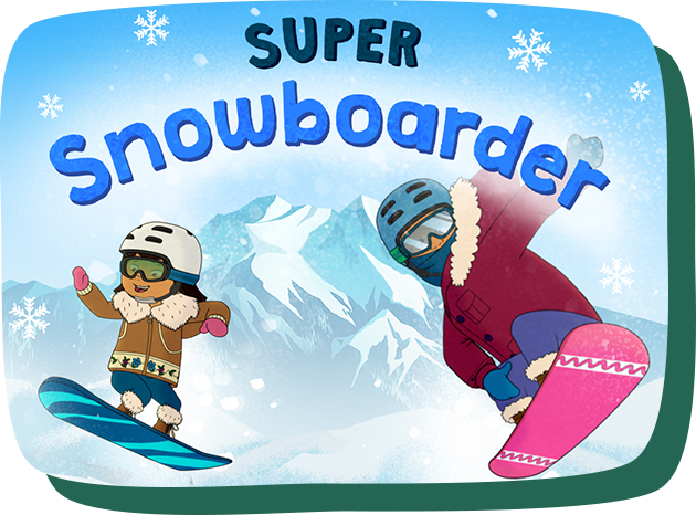 Molly and Auntie Midge snowboarding.