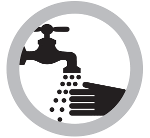 'Wash hands' sign.