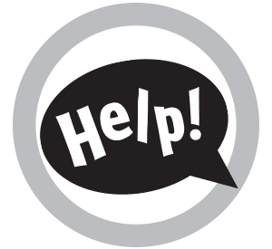 'Help' speech bubble sign.