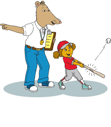 Mr. Ratburn coaches Sue Ellen.