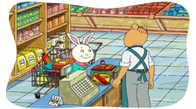 Buster at the supermarket.