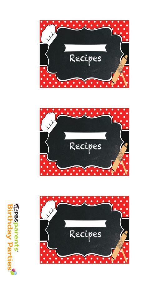 Chef Party Recipe Box Labels Kids Coloring… PBS KIDS for Parents