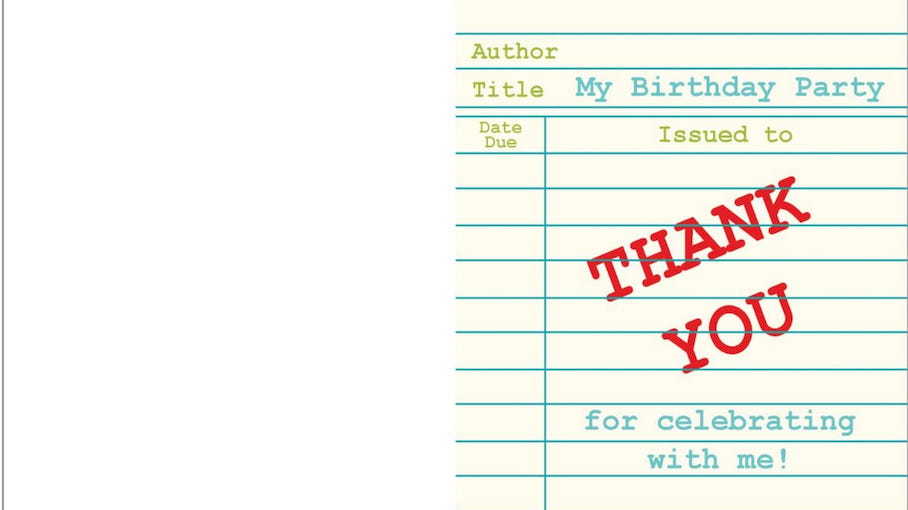 Printable Thank You Book Cards