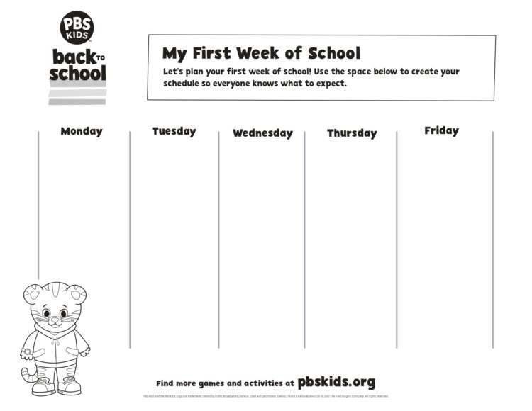 First Week of School Planner | Kids Coloring… | PBS KIDS for Parents