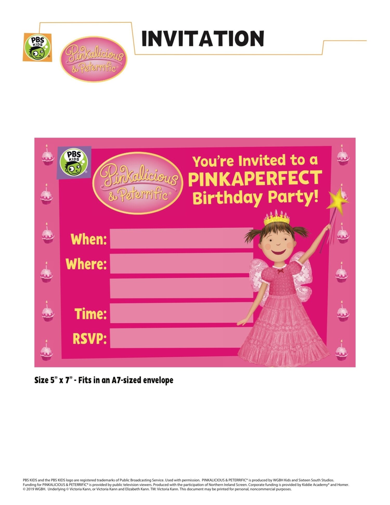 Pinkalicious Party Invitations | Kids Coloring… | PBS KIDS for Parents