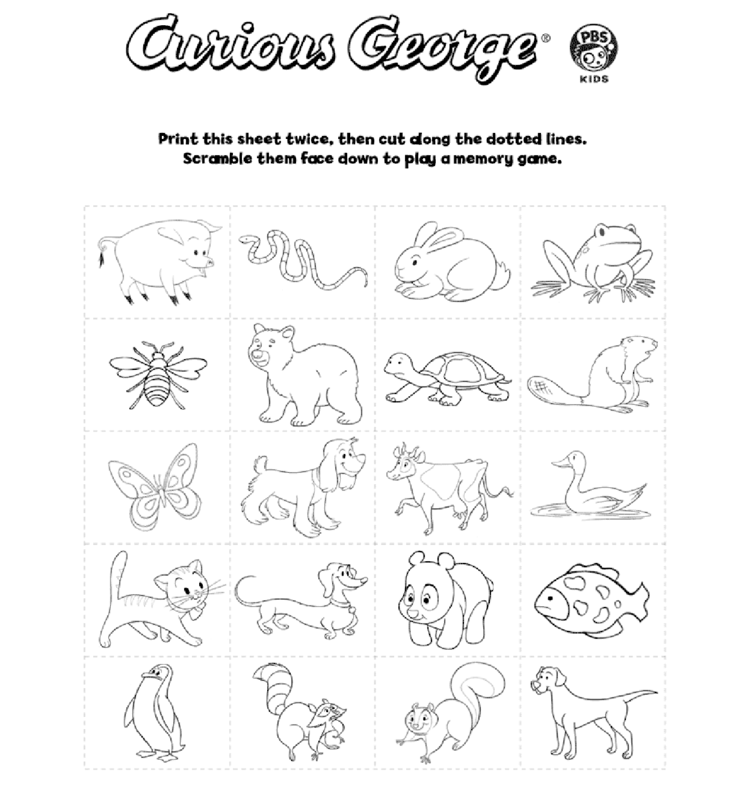 Memory Game Kids Coloring Pages PBS KIDS for Parents