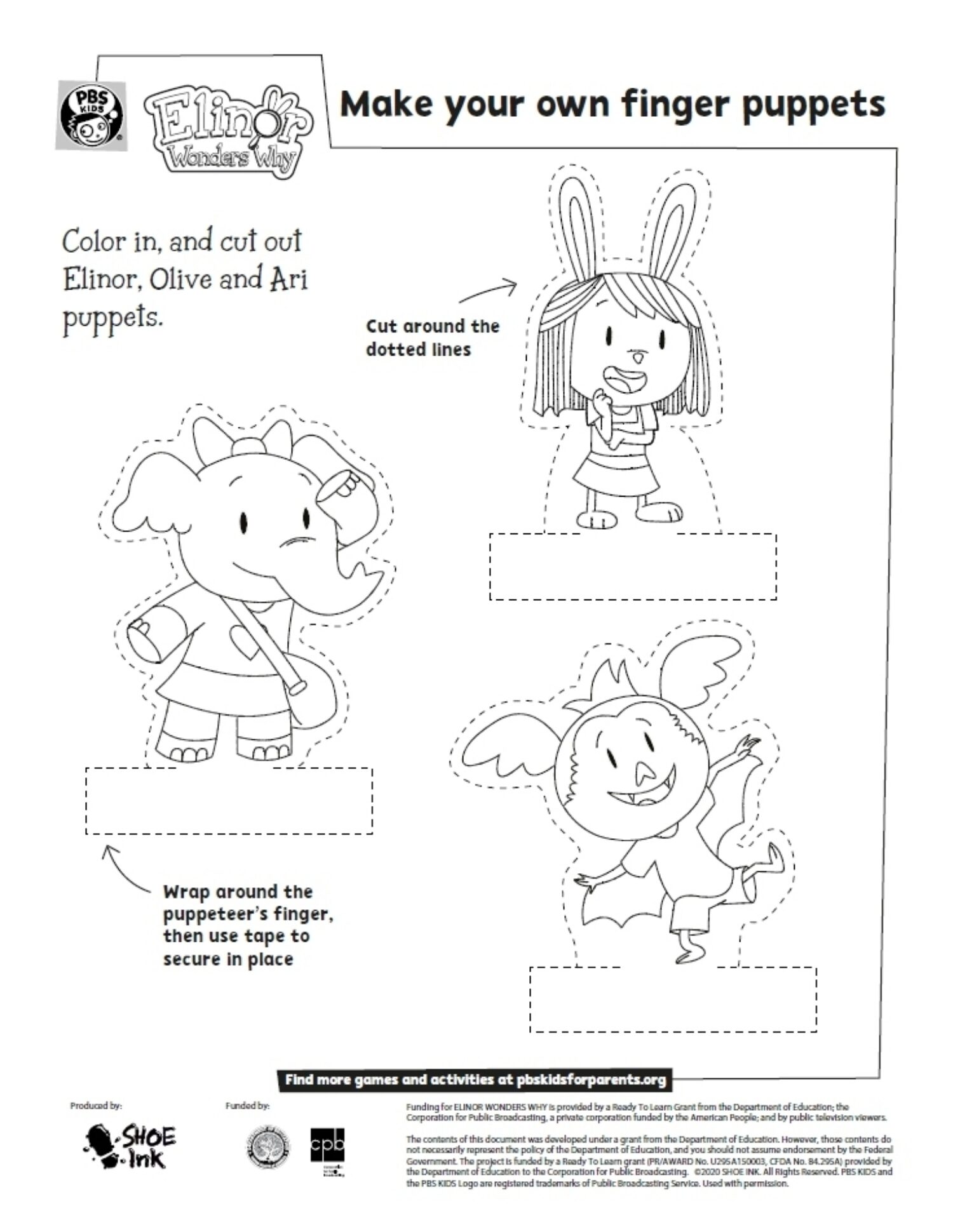 Make Your Own Finger Puppets Kids Coloring… PBS KIDS for Parents