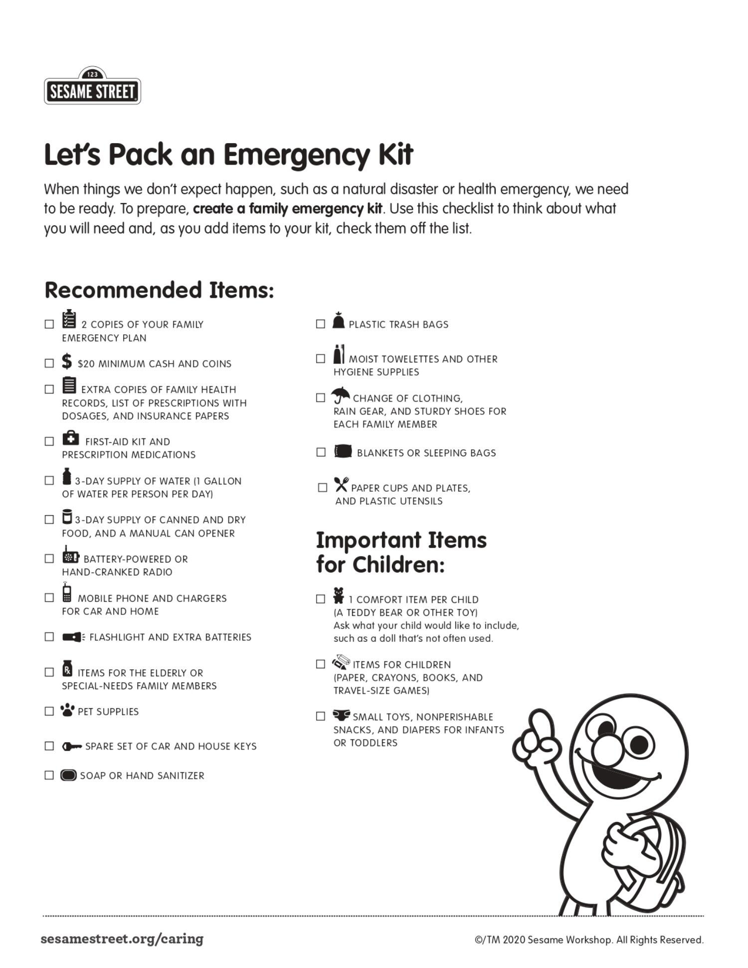 Let’s Pack an Emergency Kit | Kids Coloring… | PBS KIDS for Parents