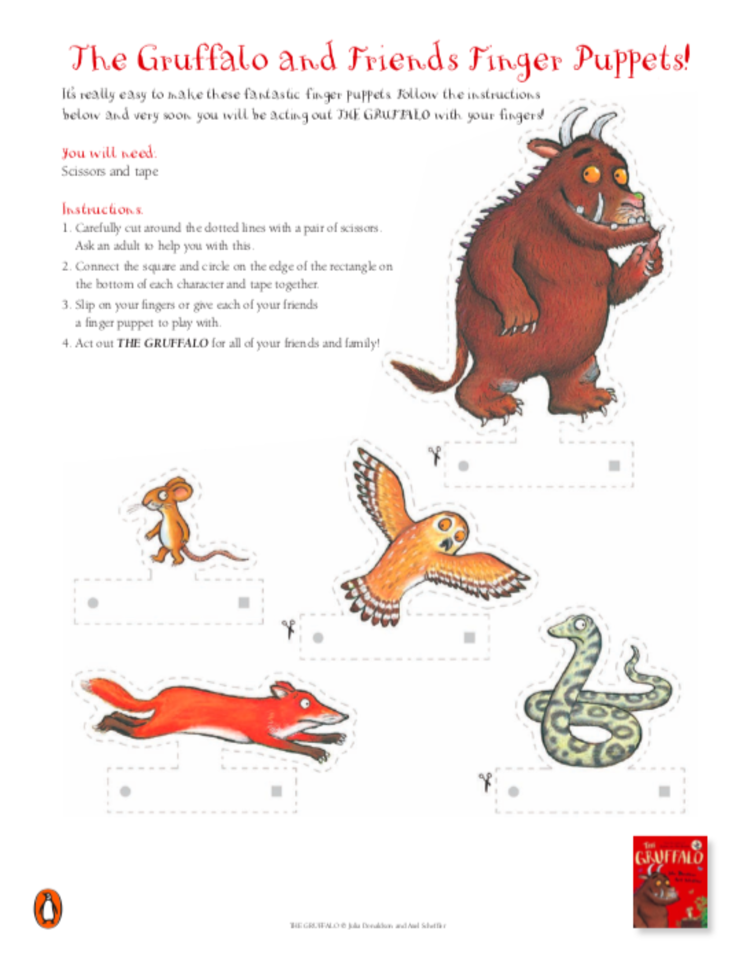 The Gruffalo Finger Puppets | Kids Coloring… | PBS KIDS for Parents