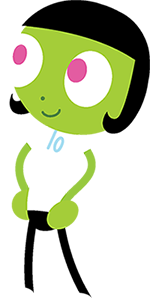 Dot smiles at Dee and Del as they play on the playground. 